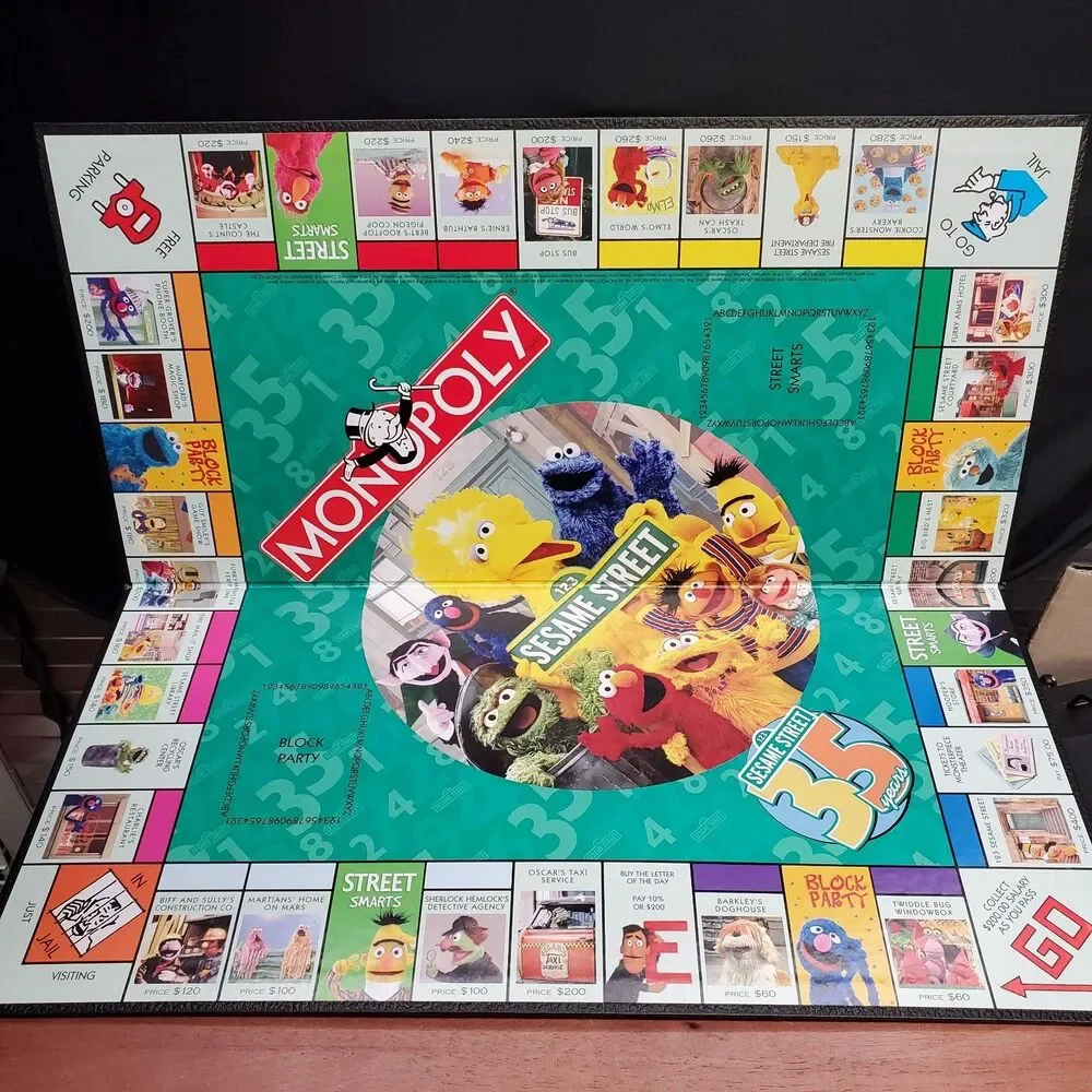 Sesame Street Monopoly Board Game 35 Years 2004 Hasbro 100% Complete in Box